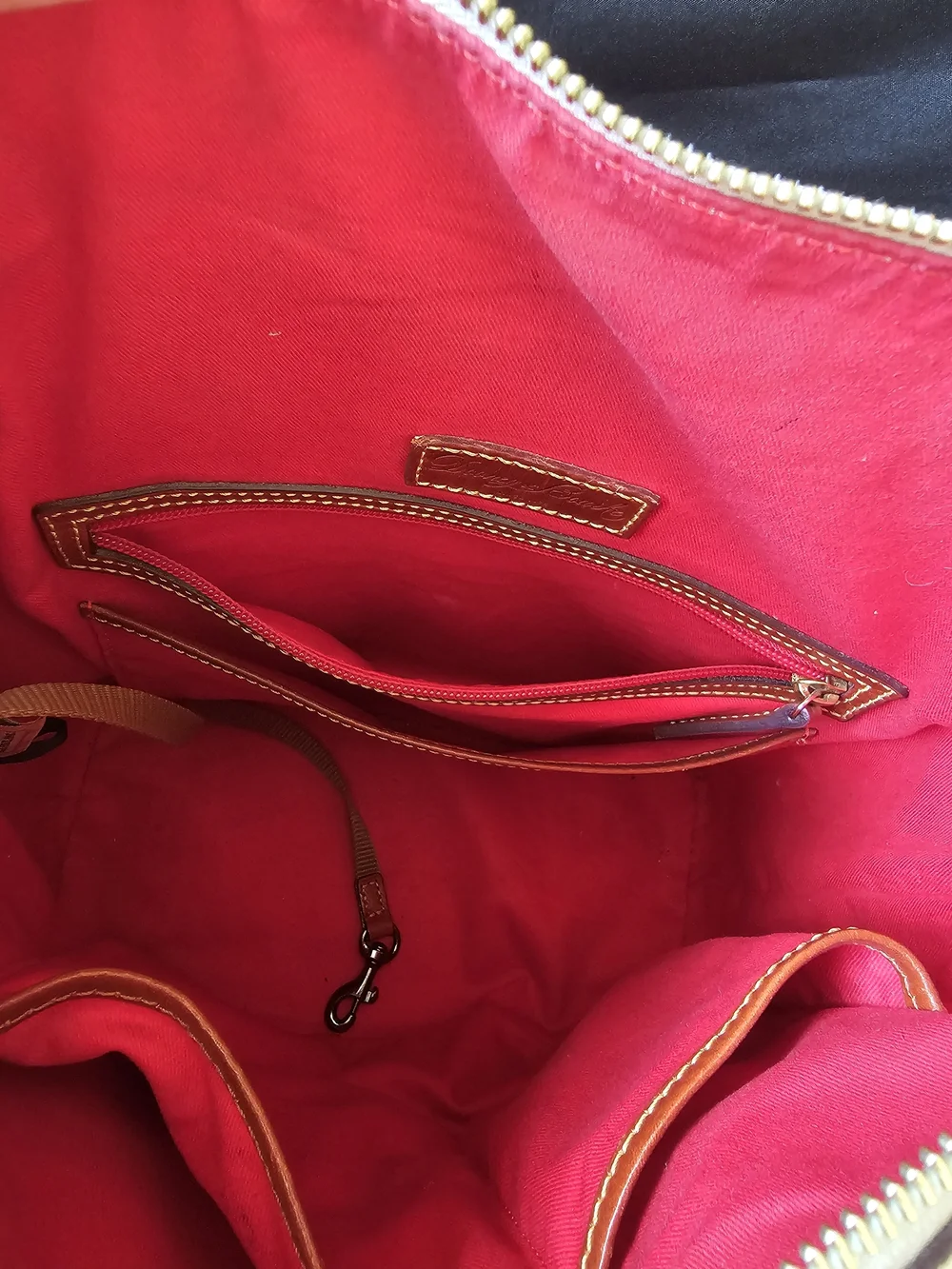 Dooney & Bourke Cream Signature Messenger Bag with Tan Trim